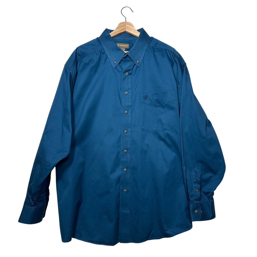 Ariat Solid Twill Classic Fit Button Down Shirt Mens Western Shirt 3XL Dark Teal